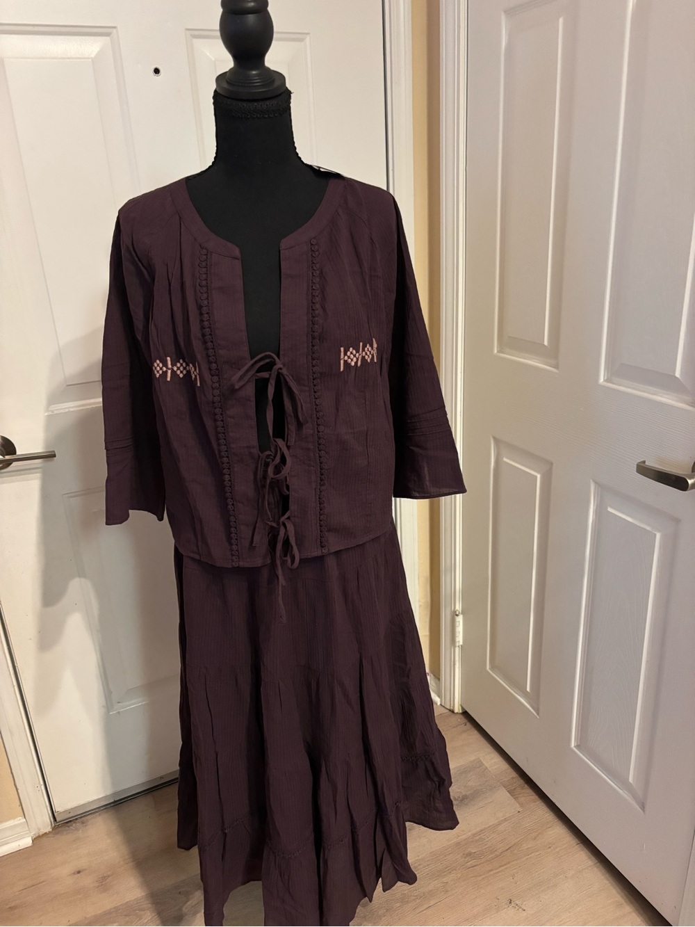 Free People Plum Purple Tiered Skirt Set